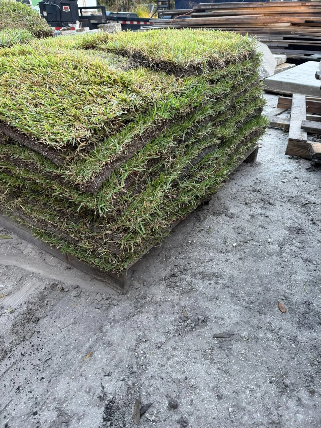 Pallets of sod material